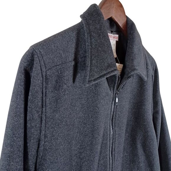NWT $178 Esprit Basix Wool Blend Jacket M Dark Gray Vintage Y2K Zip Front Coat - Picture 3 of 8